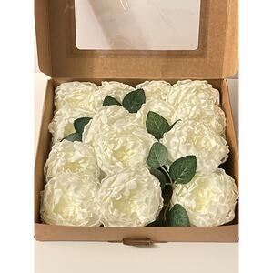 Artificial Flowers Ivory Blooming Peonies Real Looking Foam Fake